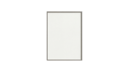 Clean Empty White Rectangular Frame with Thin Gray Border isolated PNG with Transparent Background