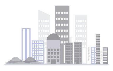 Fototapeta premium Abstract cityscape with various buildings Keywords: cityscape, city, buildings, skyscrapers