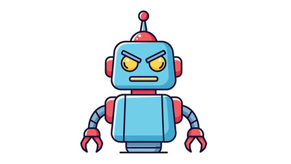 Fototapeta premium Angry robot with a stern expression and menacing glare, ready to attack.