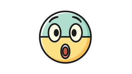 Fototapeta premium Astonished emoji with wide eyes and open mouth expressing surprise and shock.