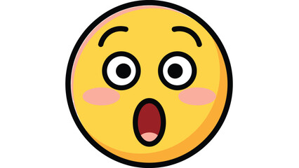 Fototapeta premium Astonished yellow emoji with open mouth and wide eyes expressing surprise and shock.