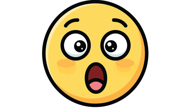 Astonished yellow emoji with wide open eyes and mouth expressing surprise and shock.