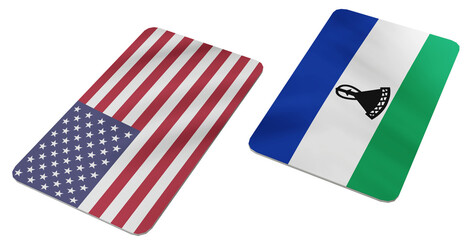 Obraz premium Conceptual 3d Rendering of the United States and Lesotho National Flags Representing International Relations
