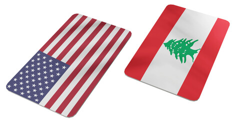 Obraz premium United States and Lebanon National Flags Symbolizing Diplomatic Relations and International Partnership