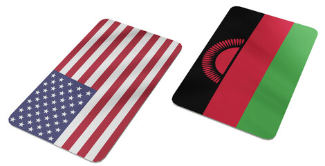 Flags of the United States of America and Malawi Displayed Together, Symbolizing International Relations and Cooperation