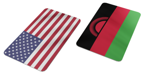 Flags of the United States of America and Malawi Displayed Together, Symbolizing International Relations and Cooperation