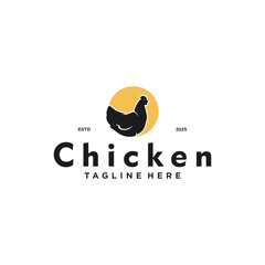 Chicken logo vector illustration, farm design template design.