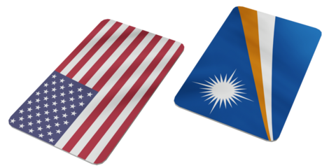 Flags of the United States and the Marshall Islands Displayed as Two Distinct, Rounded corner Graphic Elements on a Neutral Background, Symbolizing International Relations