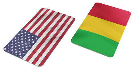 Obraz premium United States and Mali Flags Diplomatic Representation of Two Countries on a Grey Background