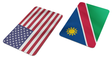 Flags of the United States and Namibia Presented Together as Symbolic Representations of International Relations and Cooperation