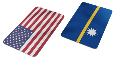 United States of America and Nauru Flags Rendered in a Stylized Wavy Pattern, Representing International Cooperation and Diplomatic Relations