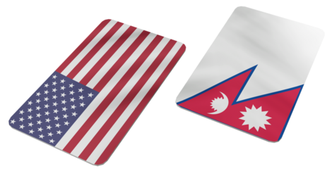 Flags of the United States and Nepal Symbolizing Bilateral Relations and International Cooperation on a Textured Background