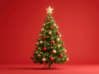 Festive Christmas Tree Decorated with Ornaments