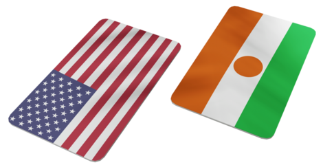 Diplomatic Relations Concept with United States and Niger National Flags Displayed as Stylized Graphic Cards