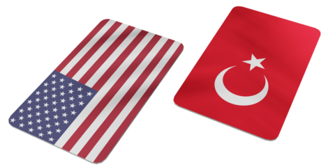 National Flags of the United States of America and Turkey Displayed Together, Symbolizing Bilateral Relations and Diplomacy
