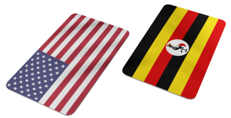 Flags of the United States and Uganda Symbolizing International Relations and Cooperation, Side by side Graphical Representation