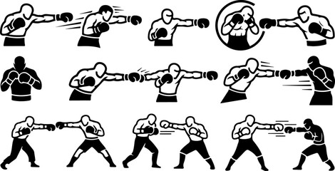 Obraz premium Professional Boxing and Martial Arts Stance Silhouettes
