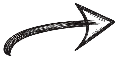 Black Hand-Drawn Arrow Pointer with Scratched Texture