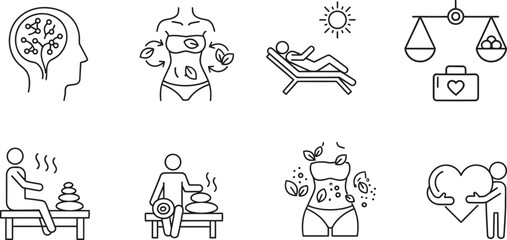 Obraz premium Fitness vector icon set in a modern minimal style icon vector art , Editable stroke 2