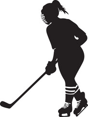 Hockey Girl Silhouette Vector on Transparent Background