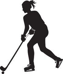 Hockey Girl Silhouette Vector on Transparent Background