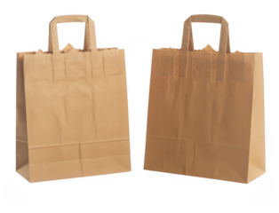 Two brown paper bags brown bags isolated on a transparent background