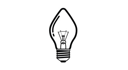 Simple black and white line drawing of a pointed decorative light bulb typical for festive or holiday string lights.