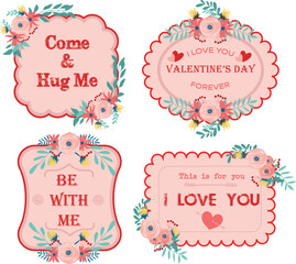 set of vintage labels with hearts