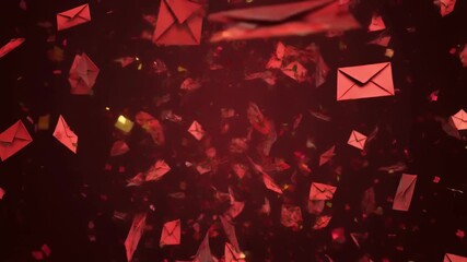 Red envelopes falling slowly like confetti