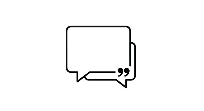 Overlapping square speech bubbles with quotation marks symbol for dialogue and communication concepts in design.