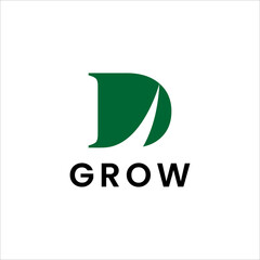 Modern Green Letter D Grow Logo Vector Icon ,solution path way Minimalist Business Corporate Brand Identity Design