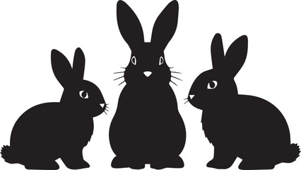 Obraz premium Three black silhouette bunnies