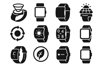 Numbers buckle futuristic smartwatch vector symbol charging digital eco icon dial watches