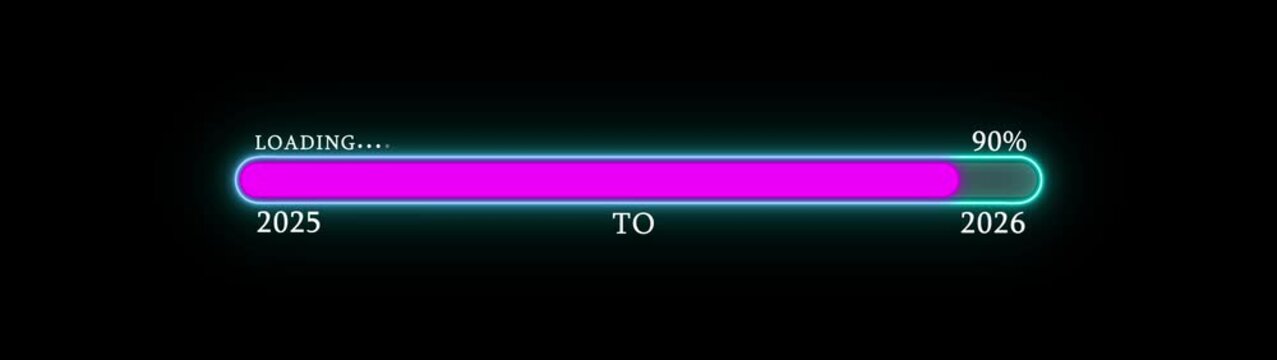 Wishing a happy new year 2025 to 2026. Loading bar from 2026 to 2027 new year transfer animation. New year 2026 loading bar animation.