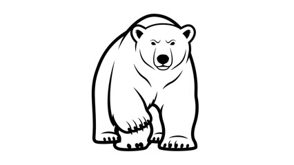 Fototapeta premium Black and White Polar Bear Illustration.