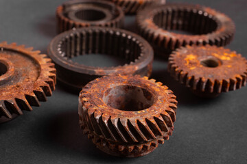 close up of rusty gears
