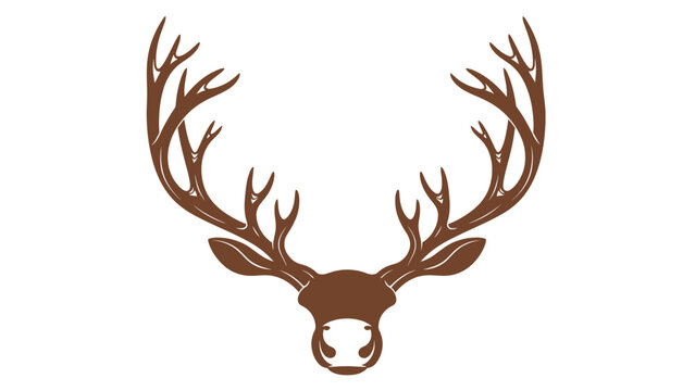 Deer Head with Antlers Illustration Brown.