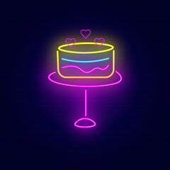 Neon wedding cake icon in vector