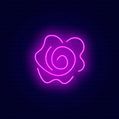 Neon pink rose on blue background vector illustration