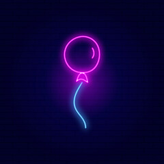 Pink balloon neon vector icon