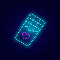 Neon chocolate on blue background vector illustration