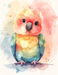 Niedlicher Baby-Papagei &ndash; Aquarell Portr&auml;t