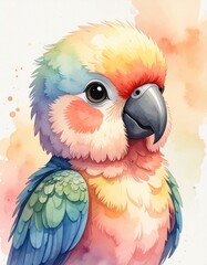 Niedlicher Baby-Papagei &ndash; Aquarell Portr&auml;t