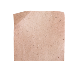 Textured brown wrinkled vintage paper sheet transparent background