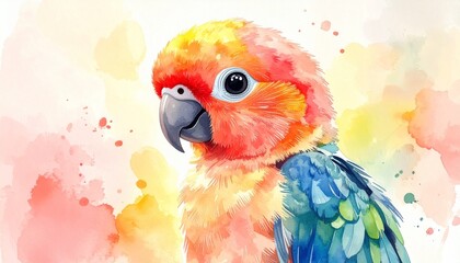 Niedlicher Baby-Papagei &ndash; Aquarell Portr&auml;t