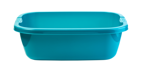 Blue plastic laundry basin for household cleaning