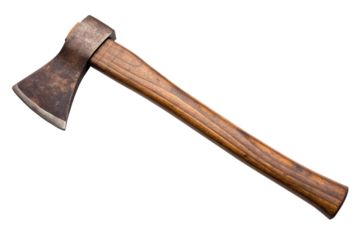 Vintage Wood Handle Axe Isolated on White