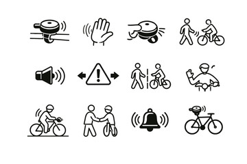 Signal path awareness pedestrian alert icon cycling courtesy warning urban safety vector
