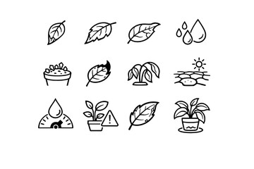 Edge moisture leaf edges health tip browning icon icons plant brown vector