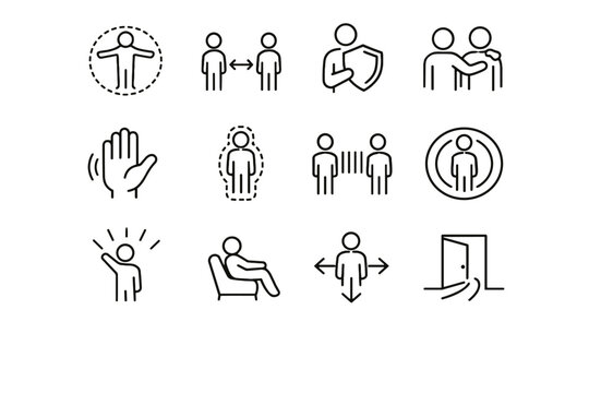 Physical respect comfort clarity space vector icons personal boundary body icon